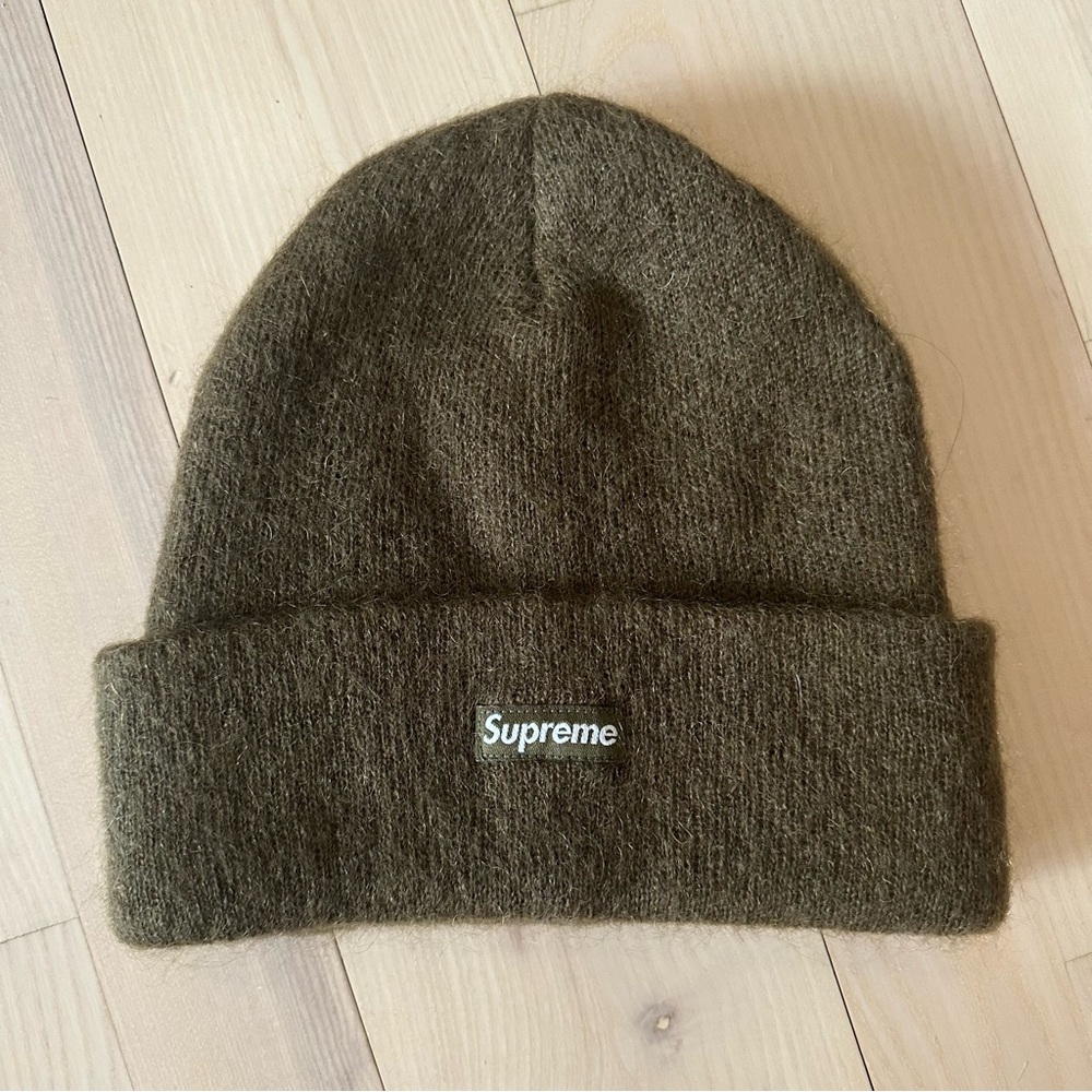 Supreme mohair beanie dark khaki NWT